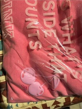 PINK Victoria's Secret Bubblegum Pink Track Pants with Cherry Accent